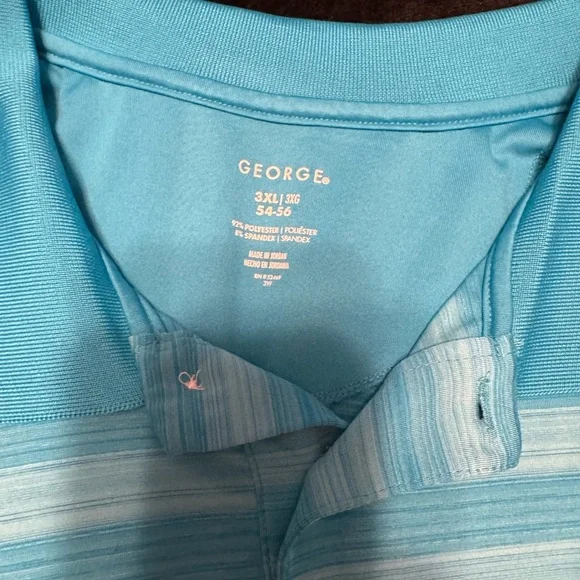 George Men's Teal Striped Polo Shirt - Picture 4 of 7